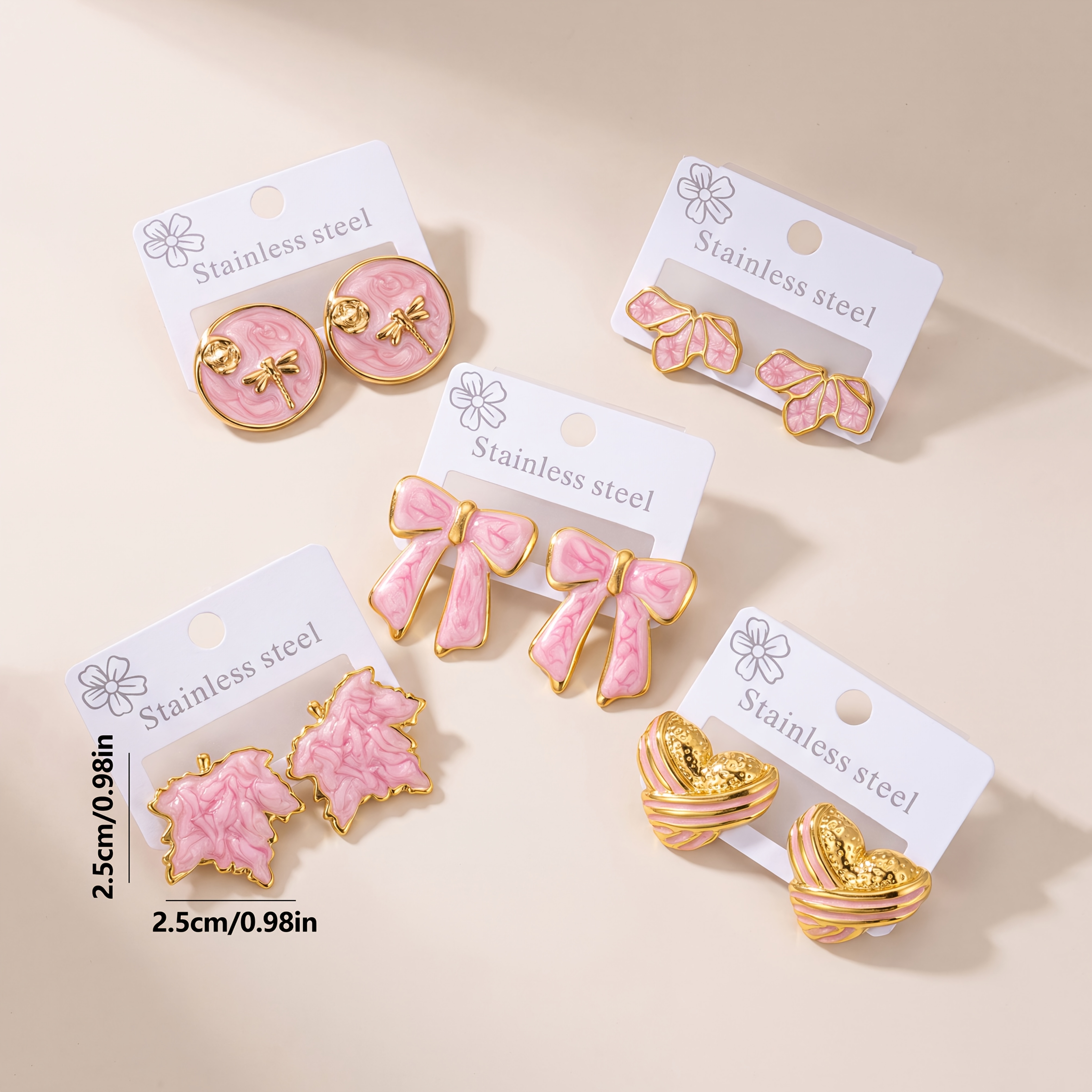 Women'S Fashion Earring Set, Golden Plated Studs